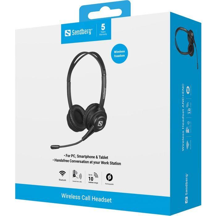 Sandberg Auriculares Inalámbricos Bluetooth con Micrófono Flexible para Llamadas, Teletrabajo, PC, Smartphone y Tablet, Ligeros 5 Sandberg Auriculares Inalámbricos Bluetooth con Micrófono Flexible para Llamadas, Teletrabajo, PC, Smartphone y Tablet, Ligeros 5