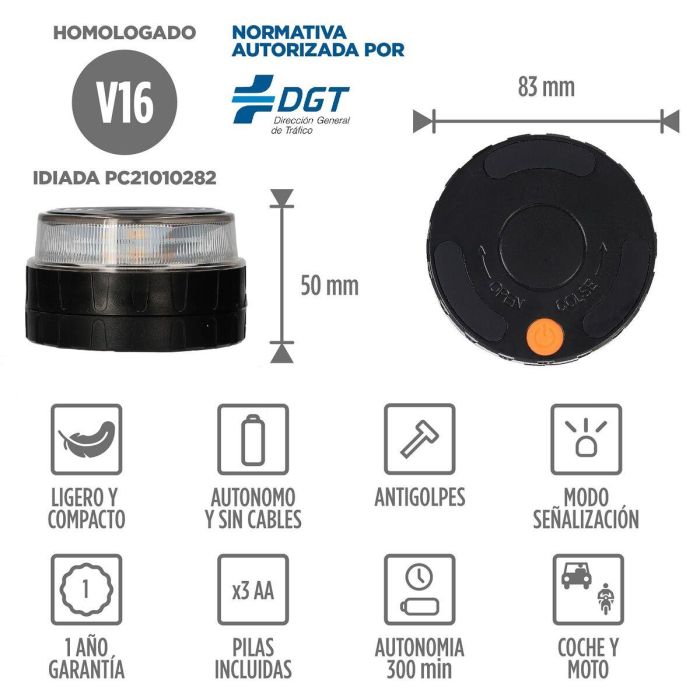 Luz de Emergencia Contact V16 Sos Alert 3