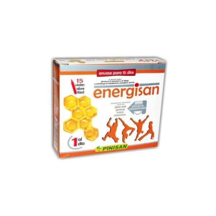 PINISAN Energisan 15 Viales con Ginseng, Maca y Vitaminas para Reducir Cansancio y Fatiga, Sin Gluten ni Lactosa