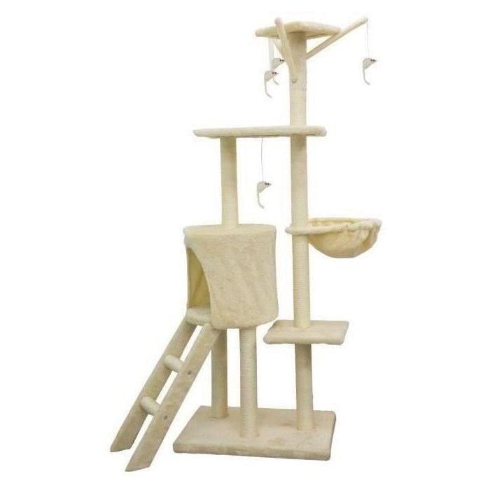 JIPSY ALC12 Árbol para Gatos Mediano con Nicho, Rascador de Sisal y Felpa, 3 Plataformas y Escalera Beige 79x34x138 cm 1 JIPSY ALC12 Árbol para Gatos Mediano con Nicho, Rascador de Sisal y Felpa, 3 Plataformas y Escalera Beige 79x34x138 cm 1