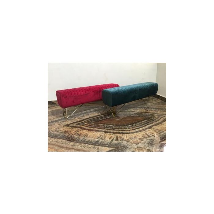 DKD Home Decor Descalzadora Moderna Turquesa de Poliéster y Metal - 90 cm Ancho, 31 cm Fondo, 47 cm Alto