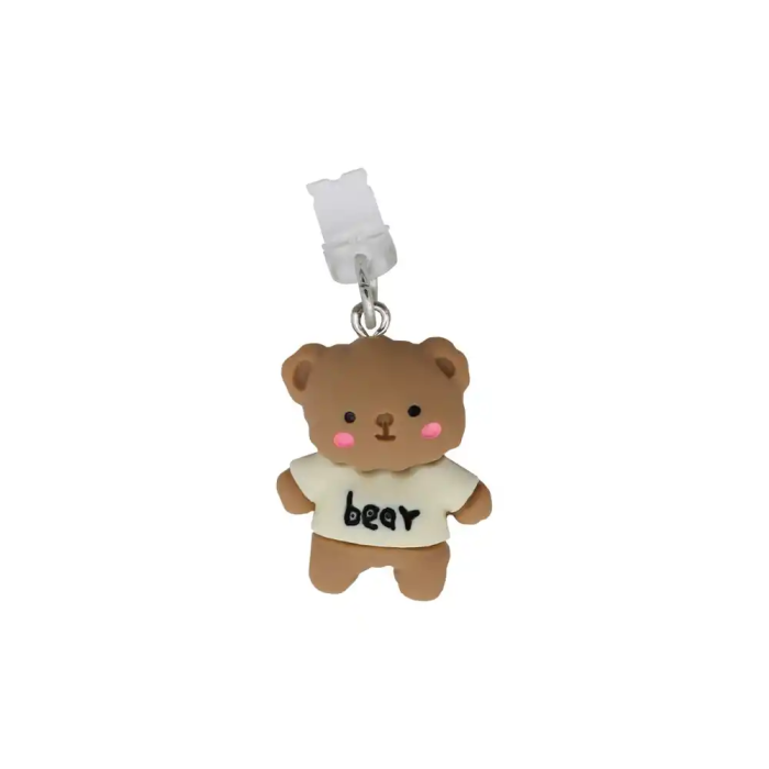 Wondee Charm Protector para Puertos USB-C/Lightning Funny Bear - Accesorio Decorativo y Protector de Polvo para Móvil 30x10x20 mm