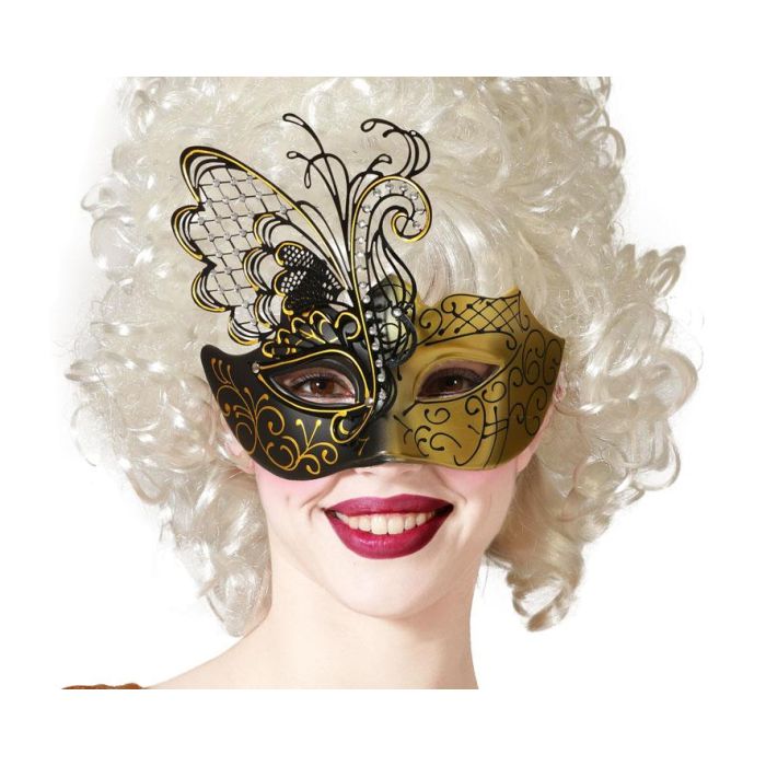 Antifaz Venecia Negro Dorado Mujer Adulto para Fiestas de Gala y Eventos de Disfraces Elegantes