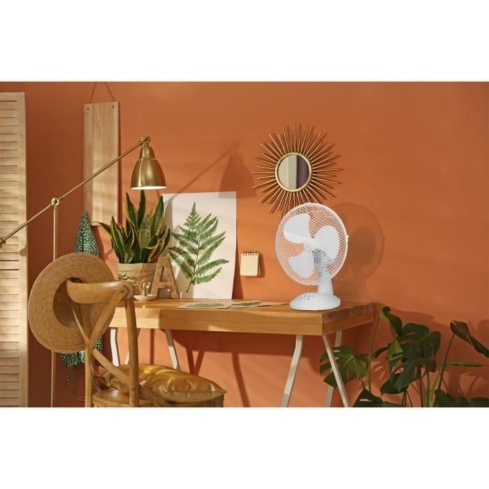 Ventilador de mesa OCEANIC - 30W - Diámetro 23 cm - 2 velocidades - Oscilante - Blanco 5