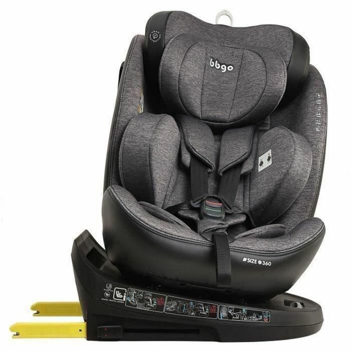 Bbgo Silla de Coche Giratoria BBG8437027499029 Desde Nacimiento hasta 12 Años I-SIZE 40-150 cm ISOFIX Gris Fibra de Bambú Piel Sintética 5
