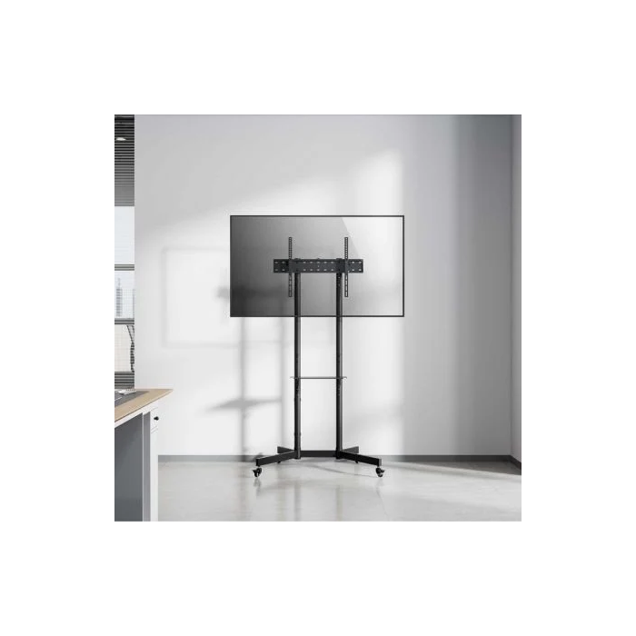 AISENS - SOPORTE DE SUELO ECO CON RUEDA, BANDEJA PARA DVD PARA MONITOR/TV 45KG DE 37-70, NEGRO 4