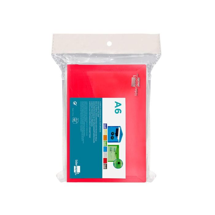 Carpeta Liderpapel Dossier Broche Polipropileno Din A6 Rojo Transparente 12 unidades 8