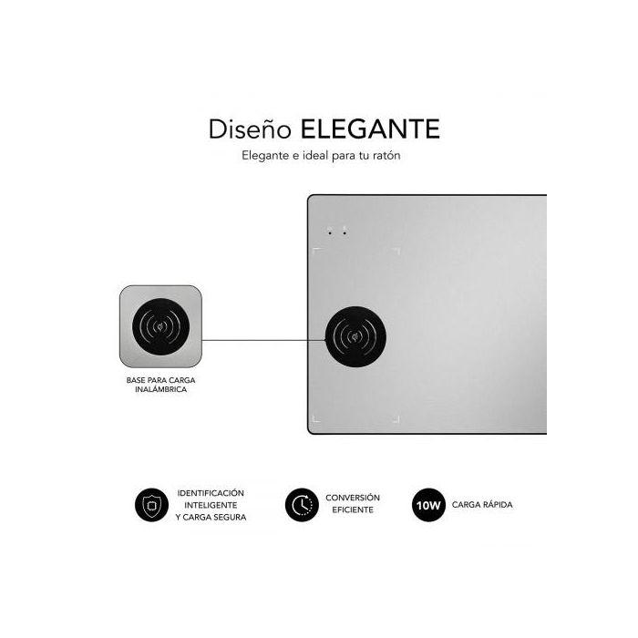 SUBBLIM Alfombrilla con Cargador Inalámbrico Aluminum Silver 10W de Carga Rápida 3
