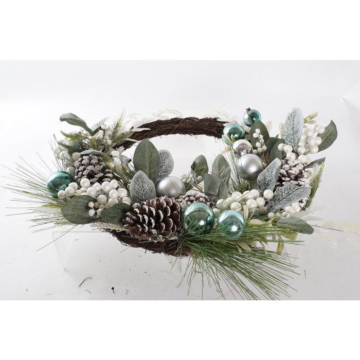 DKD Home Decor Corona de Navidad Moderna para Hogar de PVC y Ratán. Colores Azul, Verde, Marrón, Blanco. Medidas: 60x60x12 cm 2 DKD Home Decor Corona de Navidad Moderna para Hogar de PVC y Ratán. Colores Azul, Verde, Marrón, Blanco. Medidas: 60x60x12 cm 2
