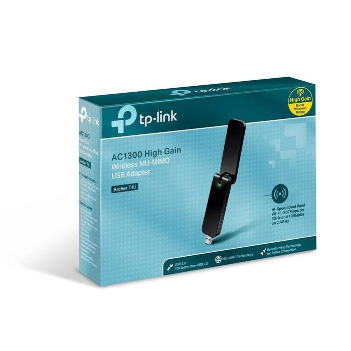 TP-Link Archer T4U AC1300 Adaptador USB Wi-Fi Doble Banda MU-MIMO USB 3.0 con Antenas Alta Ganancia para PC/Mac 4