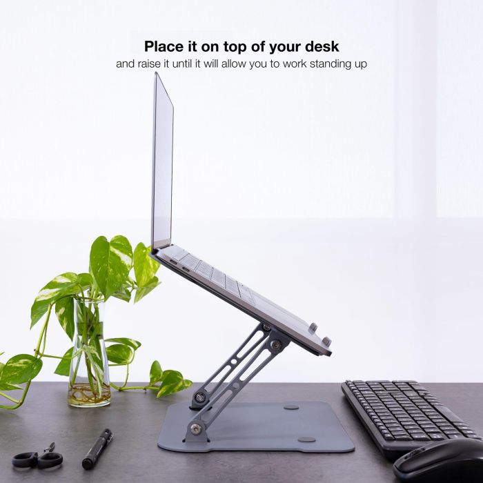 Tooq Soporte Base Elevador Portátil Tablets Libros Aluminio Ajustable Ergonómico Gris 11-17.3 Pulgadas 6