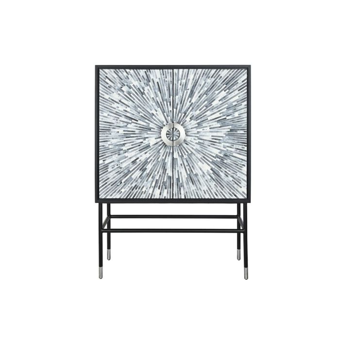 DKD Home Decor Aparador Moderno Negro Gris 2 Puertas 3 Estanterias 100 x 40 x 140 cm 7