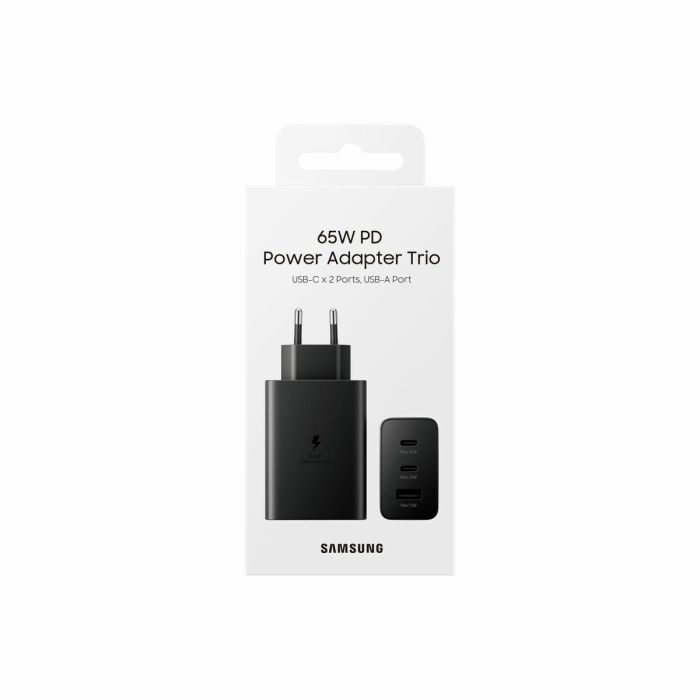 Samsung EP-T6530NBEGEU Cargador de Pared 65W Triple Puerto para Carga Rápida con 2x USB-C y 1x USB-A Negro 76