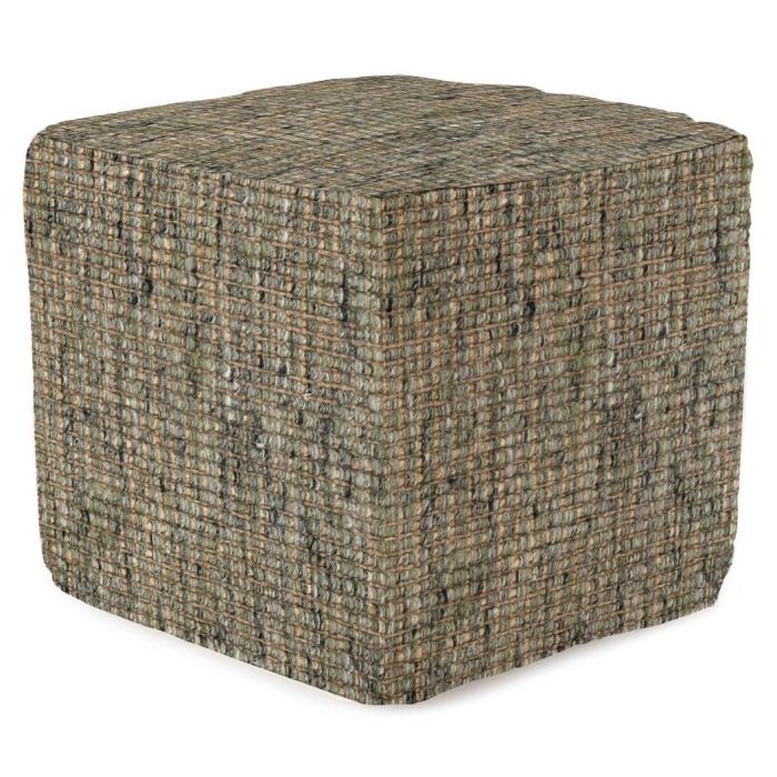 DKD Home Decor Reposapiés Puff Taburete Auxiliar Item Home Tejido a mano de Yute y Lana Turquesa para Decoración 45x45x45 cm