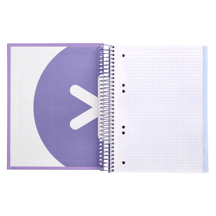 Antartik Cuaderno espiral A5, 120 hojas, 90 gr, cuadro 5mm, tapa forrada, color lavanda 6 Antartik Cuaderno espiral A5, 120 hojas, 90 gr, cuadro 5mm, tapa forrada, color lavanda 6