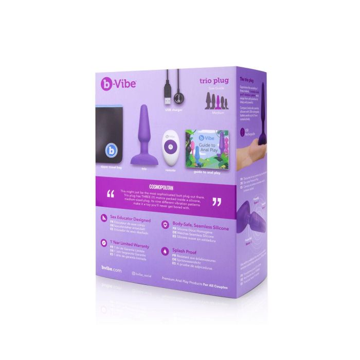 Plug Anal Con Control Remoto de Trio (Violeta) B-Vibe 05882530000 Morado 3