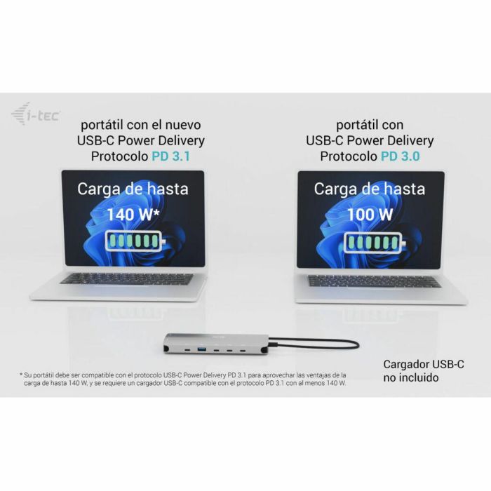 Hub USB i-Tec C31NANOTRIPLEDOCKPD Gris 11
