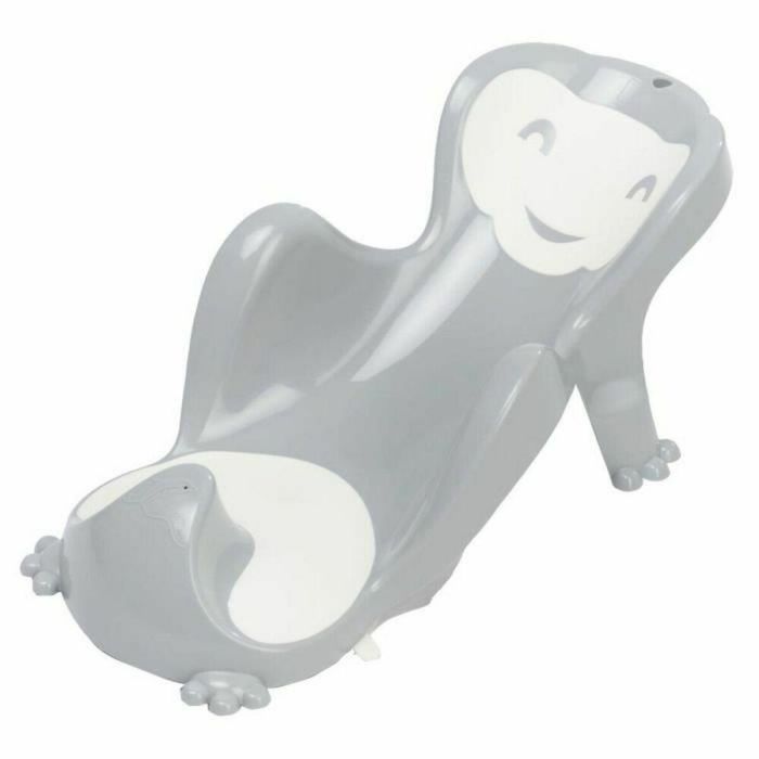 Thermobaby Soporte de Baño para Bebé Babycoon con Zonas Blandas Bimaterial para Confort y Seguridad, Ventosas y Acabado Gris Charme