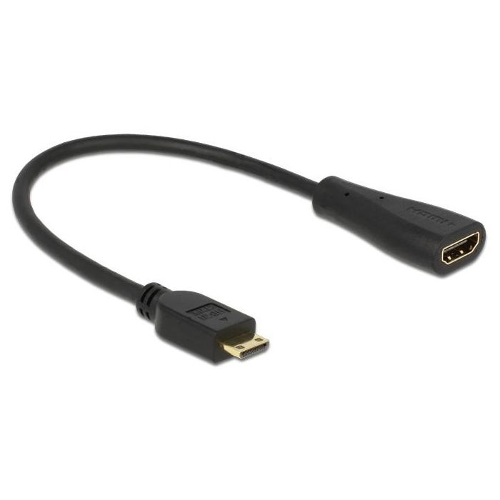 DELOCK Cable Adaptador Mini HDMI-C Macho > HDMI-A Hembra High Speed with Ethernet 23cm