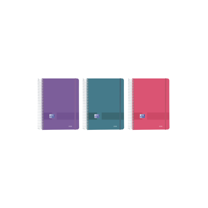 Oxford Agenda Anual Live&Go 2026 Espiral A5, 320 Hojas Día por Página, Colores Surtidos Vivos