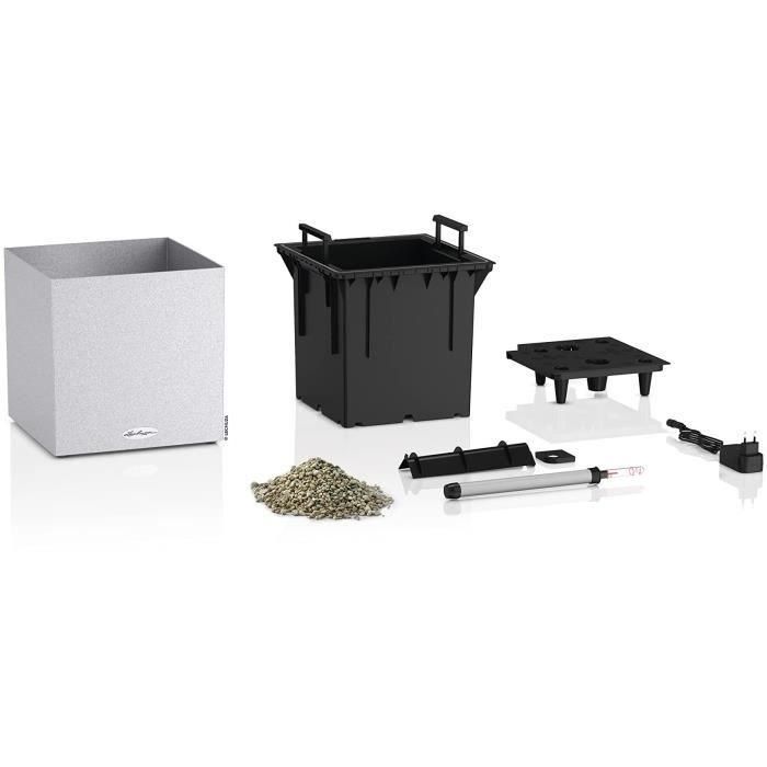 Macetero LECHUZA Canto Stone Cube 30 - kit LED completo, blanco cuarzo 1 Macetero LECHUZA Canto Stone Cube 30 - kit LED completo, blanco cuarzo 1