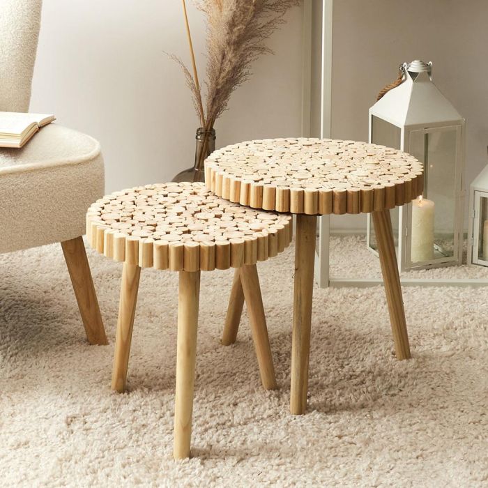 Home Deco Factory Juego de 2 Mesas Nido Rondin Colección Natural 1 Home Deco Factory Juego de 2 Mesas Nido Rondin Colección Natural 1