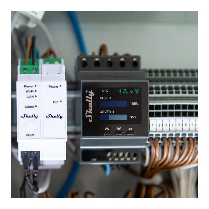Shelly Relais "Pro Dual Cover PM" 2x Rolladensteuerung WLAN LAN BT DIN-Rail 2 Shelly Relais "Pro Dual Cover PM" 2x Rolladensteuerung WLAN LAN BT DIN-Rail 2