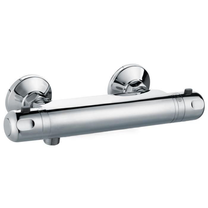ROUSSEAU Grifo Mezclador Termostático Ducha Volga 2 Cromo Anti-escaldado Ahorro Agua 150mm Latón Certificado ACS Clásico