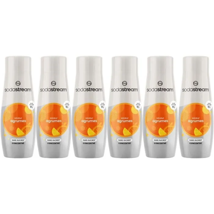 Sodastream SOD7290116748672 Concentrados Cítricos Sin Azúcar Pack 6 Unidades - Hasta 54L de Bebidas - 440 ml