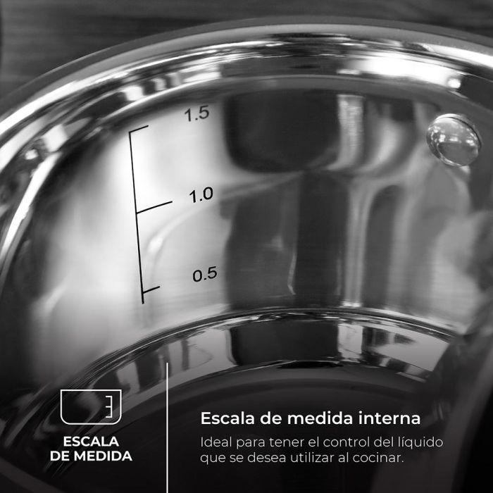 Masterpro Tartera Foodies BGMP-1503-BK Acero Inoxidable 18/10 con Tapa Ø28 x 7,5 cm 3,8L Apta Inducción 2