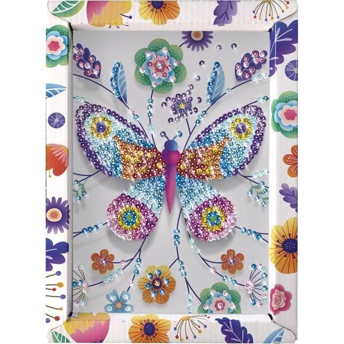Lansay LAN3181860203255 Kit de Manualidades: Ilustración Decorativa con Lentejuelas de Mariposas 3