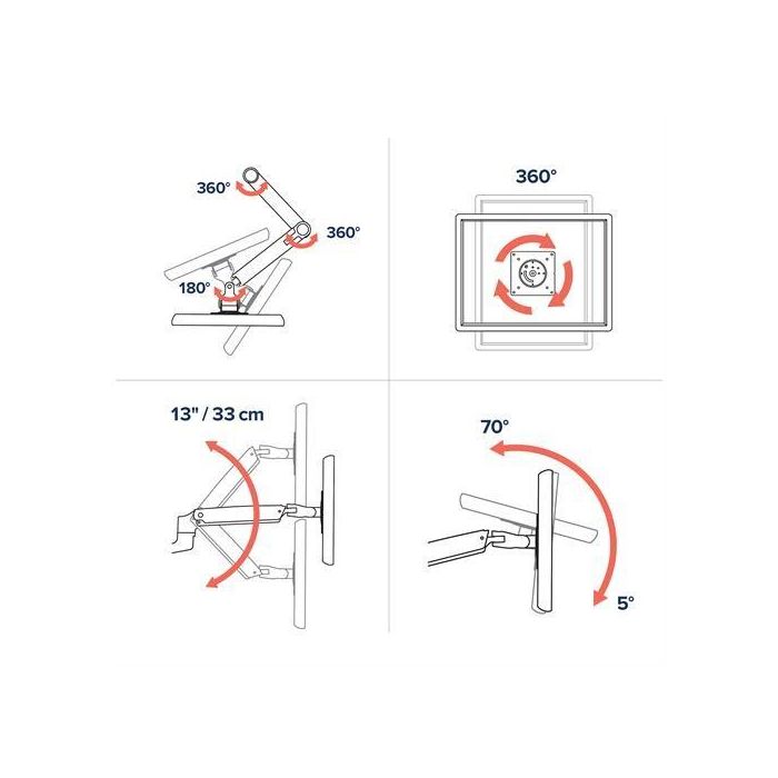 Ergotron LX Desk Mount LCD Arm para Monitor hasta 34" y 11.3 kg - Soporte de Escritorio Inclinable y Giratorio Negro 3