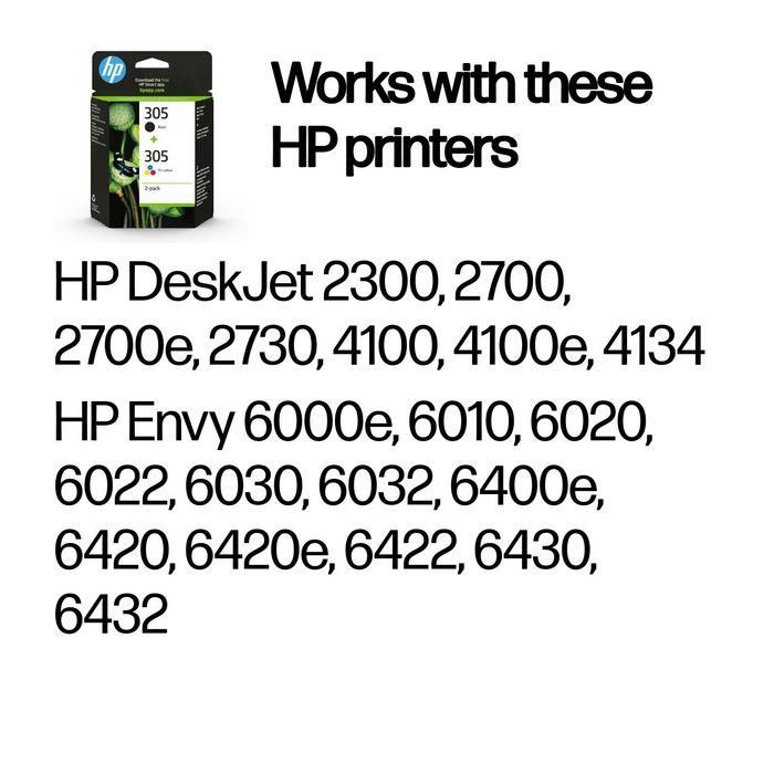 HP Tinta Pack Negro + Tricolor Nº 305 para Deskjet 2320, 2700 Series, 2710, 2720, 2721, 2722, 2723, Plus 4100 Series, Envy 6000 Series, Pro 6400 Series 1 HP Tinta Pack Negro + Tricolor Nº 305 para Deskjet 2320, 2700 Series, 2710, 2720, 2721, 2722, 2723, Plus 4100 Series, Envy 6000 Series, Pro 6400 Series 1