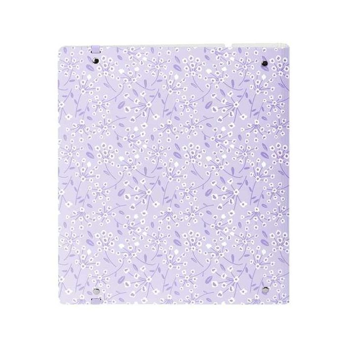 Carpeta Con Recambio Safta Din A4 Cuadro 5 mm Polipropileno Foam 4 Anillas 35 mm Estampados Floral Lila 7