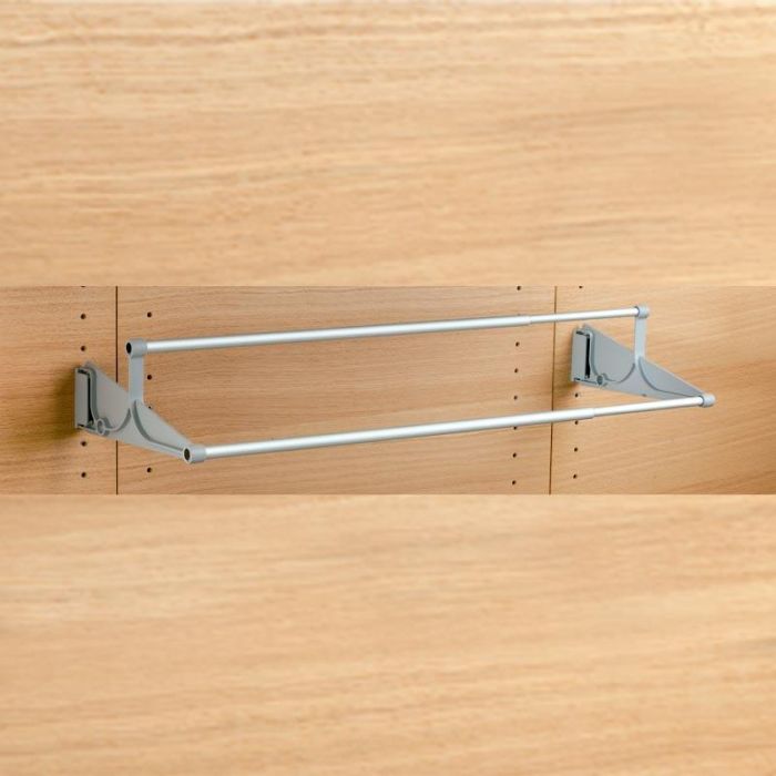 SERVETTO 1228.102 Zapatero Extensible 510-940mm Sujeción Lateral para Armarios Vestidores. Plástico Aluminio Gris
