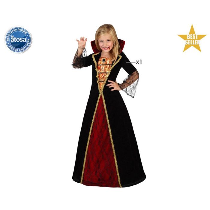 Disfraz Vampiresa Niña Infantil Vestido Largo 7-9 Años Disfraz Vampiresa Niña Infantil Vestido Largo 7-9 Años