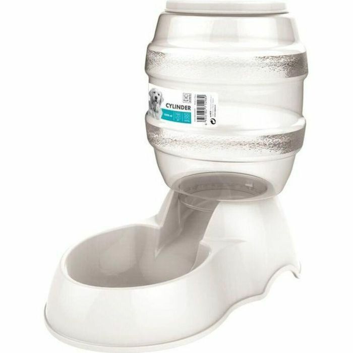 M-PETS Dispensador de Croquetas Cilíndrico de Plástico Blanco 3500 ml para Perros de Gran Capacidad
