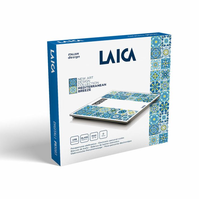 Báscula Digital de Baño LAICA Azul Cristal Templado 180 kg 1