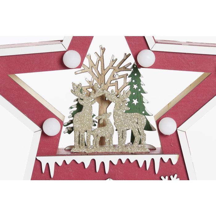 DKD Home Decor Decoración Luminosa Navidad Estrella LED Madera Rojo Natural, Set 4 Unidades, 26x26x4 cm, 2 Pilas AAA 2 DKD Home Decor Decoración Luminosa Navidad Estrella LED Madera Rojo Natural, Set 4 Unidades, 26x26x4 cm, 2 Pilas AAA 2