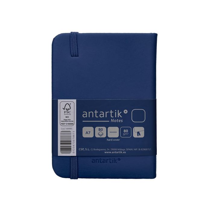 Cuaderno Con Gomilla Antartik Notes Tapa Dura A7 Hojas Lisas Azul Marino 80 Hojas 80 gr Fsc 2