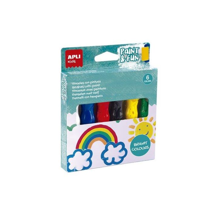 Tempera Apli En Tubo Con Pincel 14Ml. Colores Brillantes Estuche De 6
