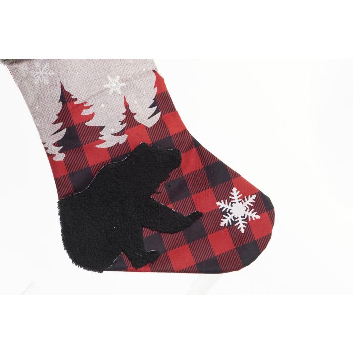 DKD Home Decor Calcetín Navidad Tartan Rojo Negro 6 Unidades 1