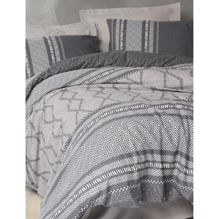Juego de cama - 1 funda nórdica 220x240 cm + 2 fundas de almohada 60x60 cm - 100% algodón - Visón 3 Juego de cama - 1 funda nórdica 220x240 cm + 2 fundas de almohada 60x60 cm - 100% algodón - Visón 3