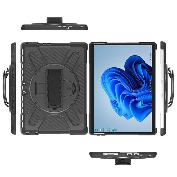 eSTUFF Funda ATLANTA Defender para Microsoft Surface Pro 8 - Antigolpes, Soporte 360°, Correa de Mano, TPU/PC, Negra 1