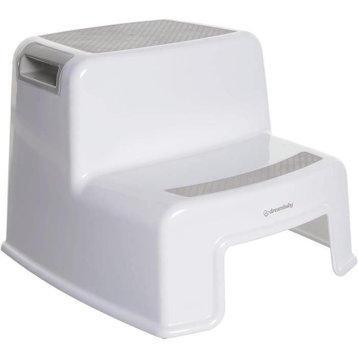 Dreambaby DRE9312742406875 Taburete con escalera 2 Up, Antideslizante y texturizado, hasta 80 kg para niños y adultos, Gris