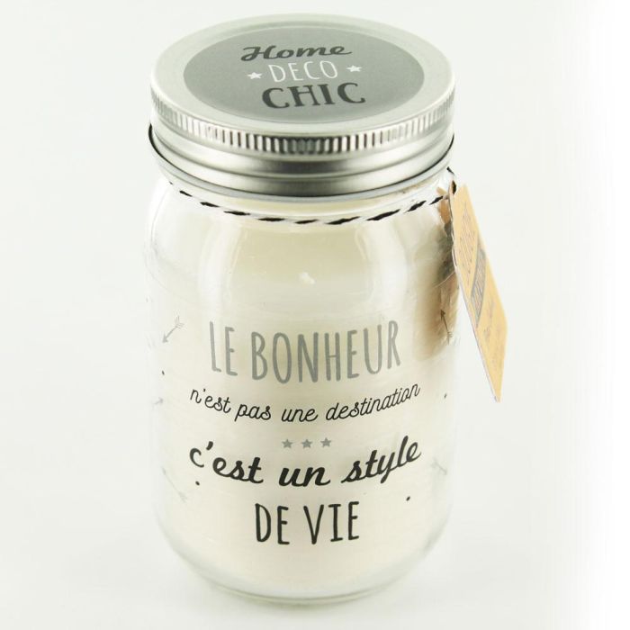 Home Deco Factory Vela Aromática "Bougie" con Mensaje en Tarro, Modelos Etoiles (Vainilla) y Bonheur (Frutas Tropicales) Home Deco Chic 4 Home Deco Factory Vela Aromática "Bougie" con Mensaje en Tarro, Modelos Etoiles (Vainilla) y Bonheur (Frutas Tropicales) Home Deco Chic 4