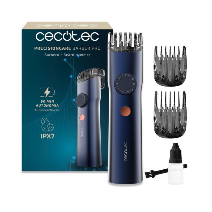 Cecotec Cortapelos Profesional PrecisionCare Barber Pro Recargable IPX7 Azul Accesorios