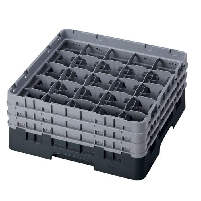 CAMBRO - 25S638-110 - Cesta de lavado 25 comp. 3 alturas - 8,7 cm Ø máx. - alt. máx. 17,6 cm - 50 x 50 x 22,5 cm - Negro