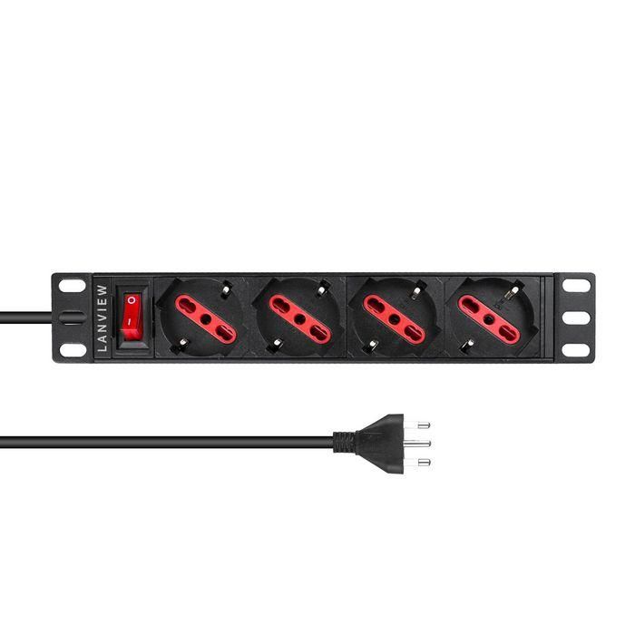 Lanview 10'' rack mount power strip, 2m, 13A with 4 x Schuko/italian type socket Lanview 10'' rack mount power strip, 2m, 13A with 4 x Schuko/italian type socket