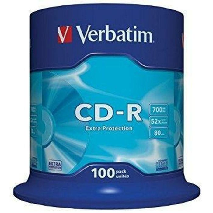 Verbatim 43411 CD-R Datalife 700MB 52X Tarrina 100 unidades Superficie Extra Protection 5 Verbatim 43411 CD-R Datalife 700MB 52X Tarrina 100 unidades Superficie Extra Protection 5